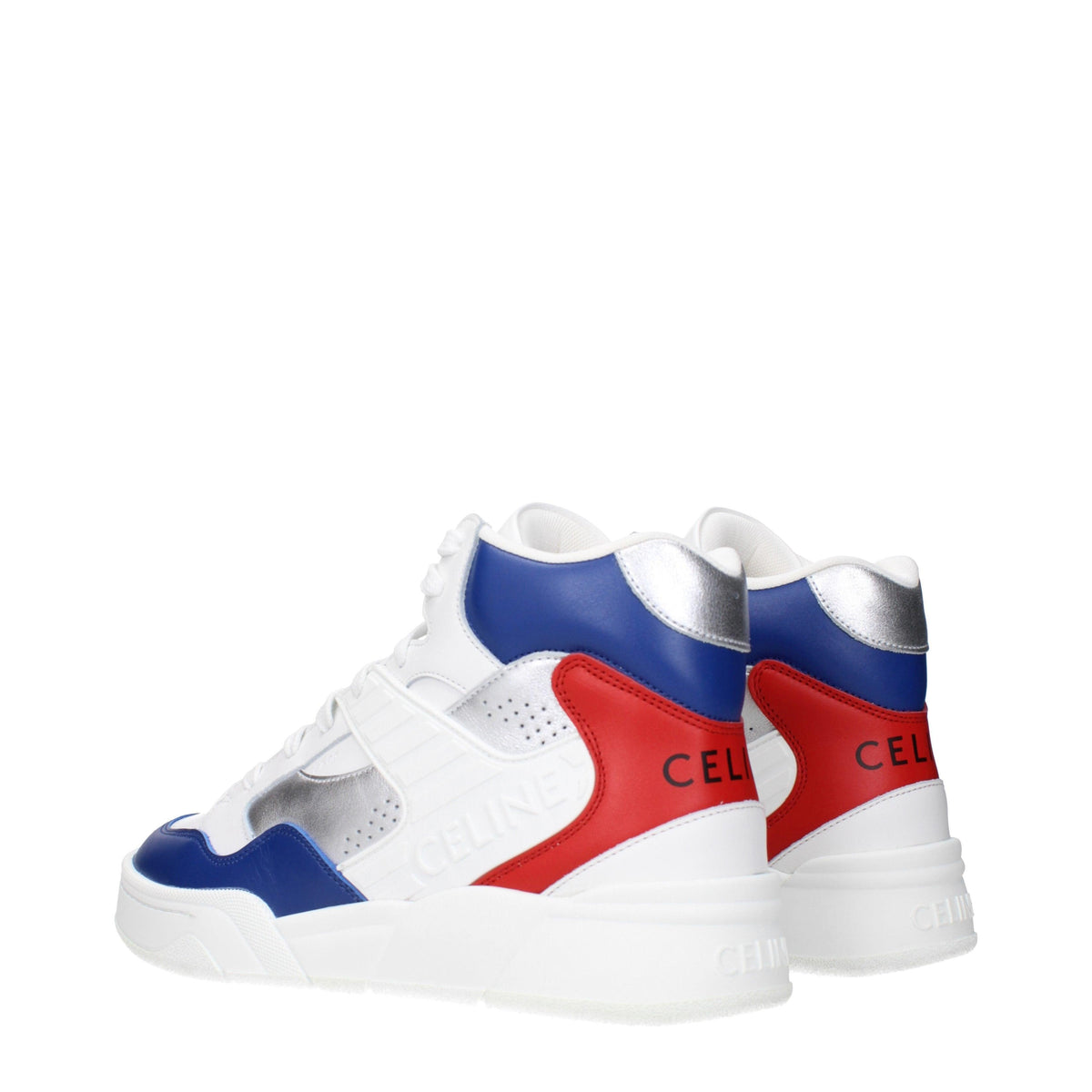 CELINE White Leather High-Top Sneakers for Men