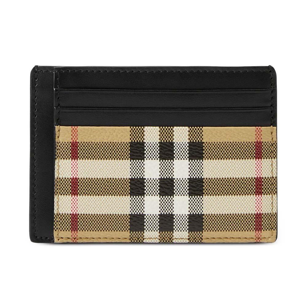 BURBERRY Beige Check Money Clip Card Holder Wallet