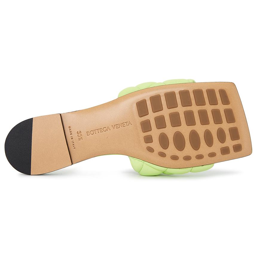 Bottega Veneta Padded Leather Green Slide Sandals Women