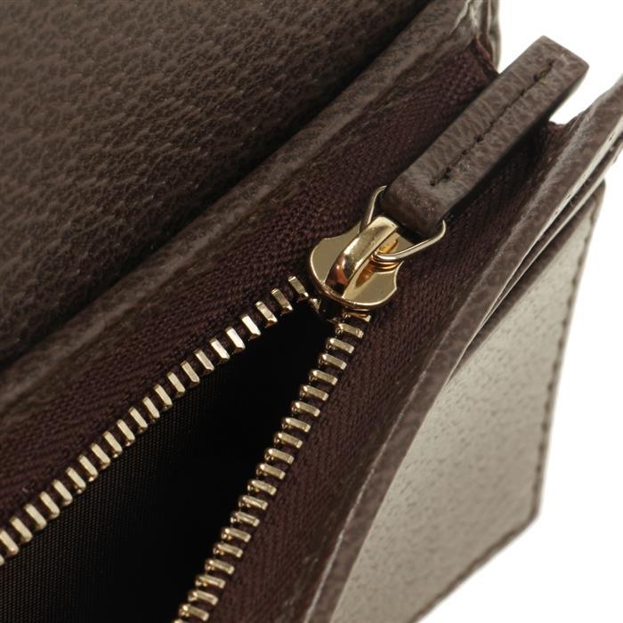 GUCCI Ophidia Small Wallet Beige Canvas GG Supreme Trim Brown Leather
