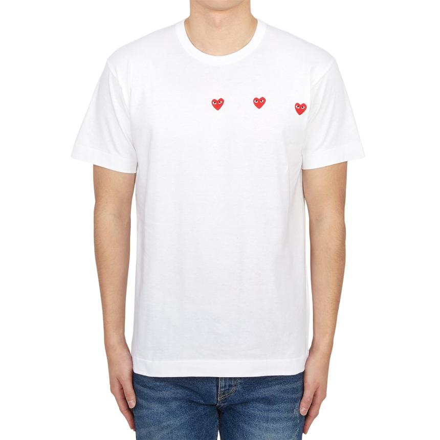 Comme des Garcons Triple Red Heart Unisex Short Sleeve T-Shirt