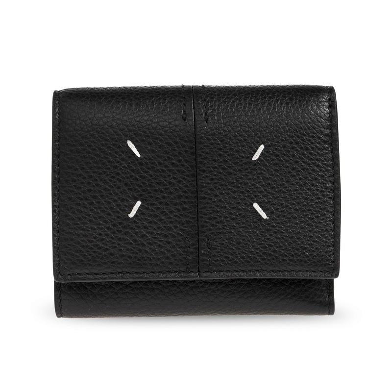 Maison Margiela Stitch Trifold Leather Wallet Beige Unisex