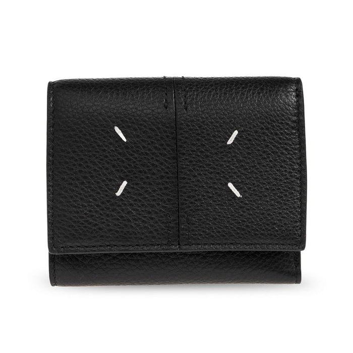 Maison Margiela Stitch Trifold Leather Wallet Beige Unisex