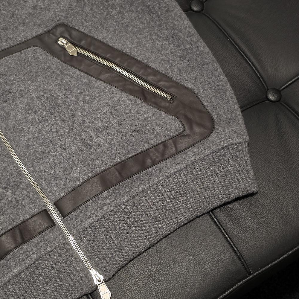HERMES Wool Cashmere Lambskin Pocket Detail Vest Gris Grey
