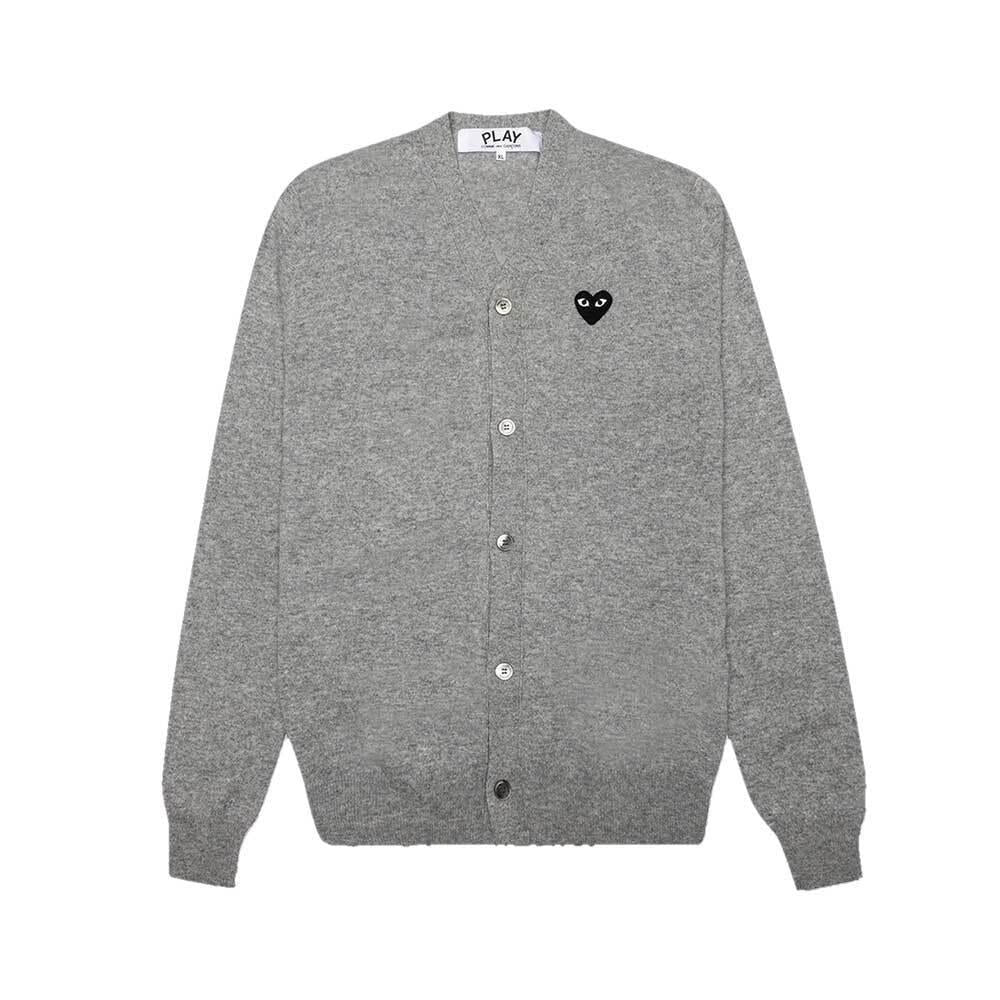 Comme des Garcons Grey Black Heart Unisex Cardigan