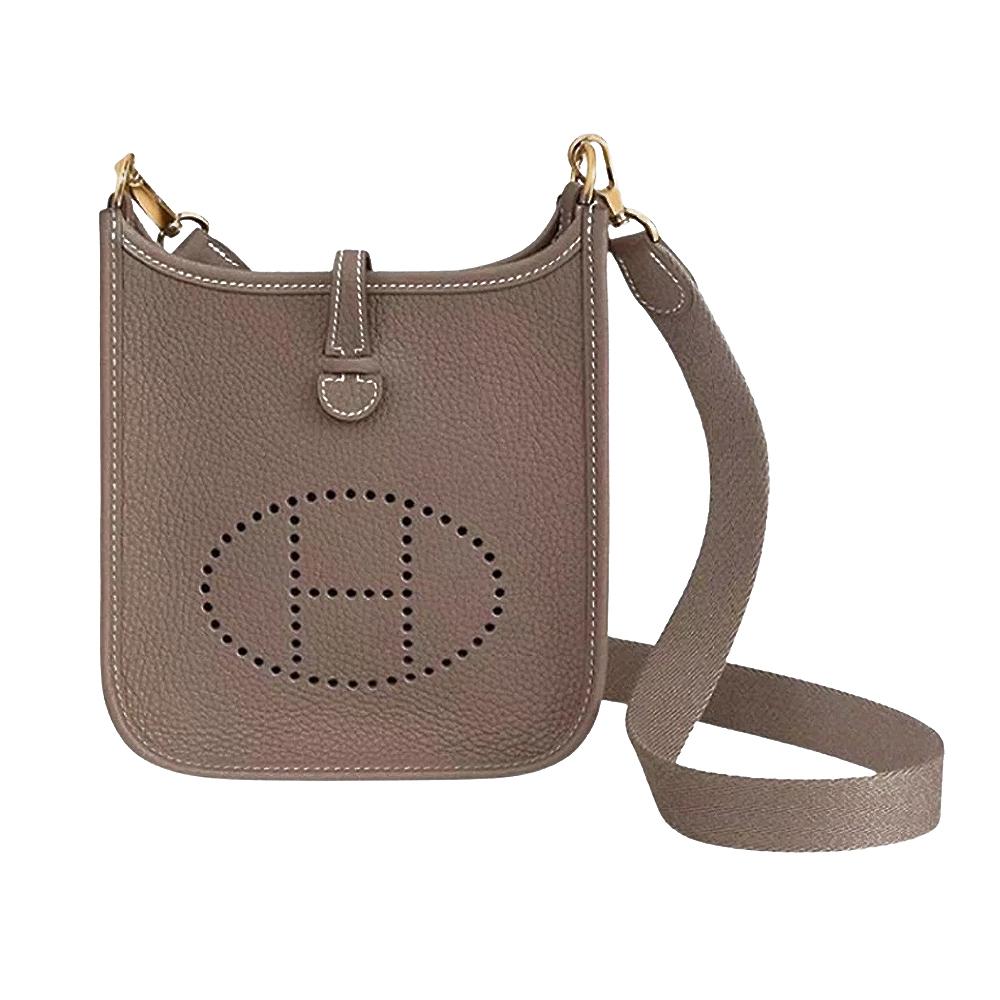 HERMES Evelyne 16 Clemence Etoupe Crossbody Bag Gold Hardware