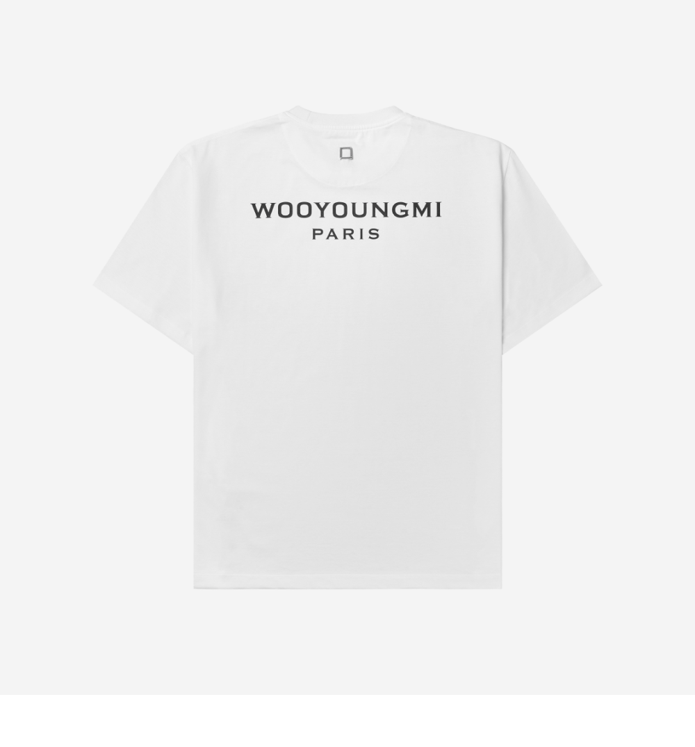 WOOYOUNGMI Cotton Back Logo T-Shirt White Short Sleeve Men's