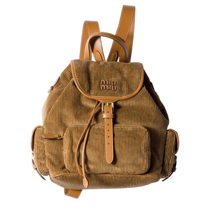 Miu Miu Corduroy Large Backpack Black