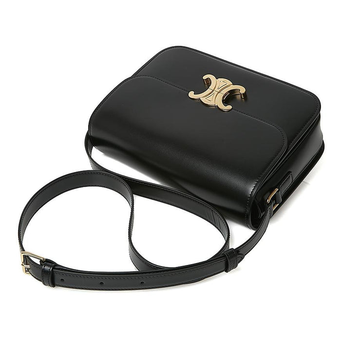 CELINE Women’s Classic Triomphe Shoulder Bag Black Leather