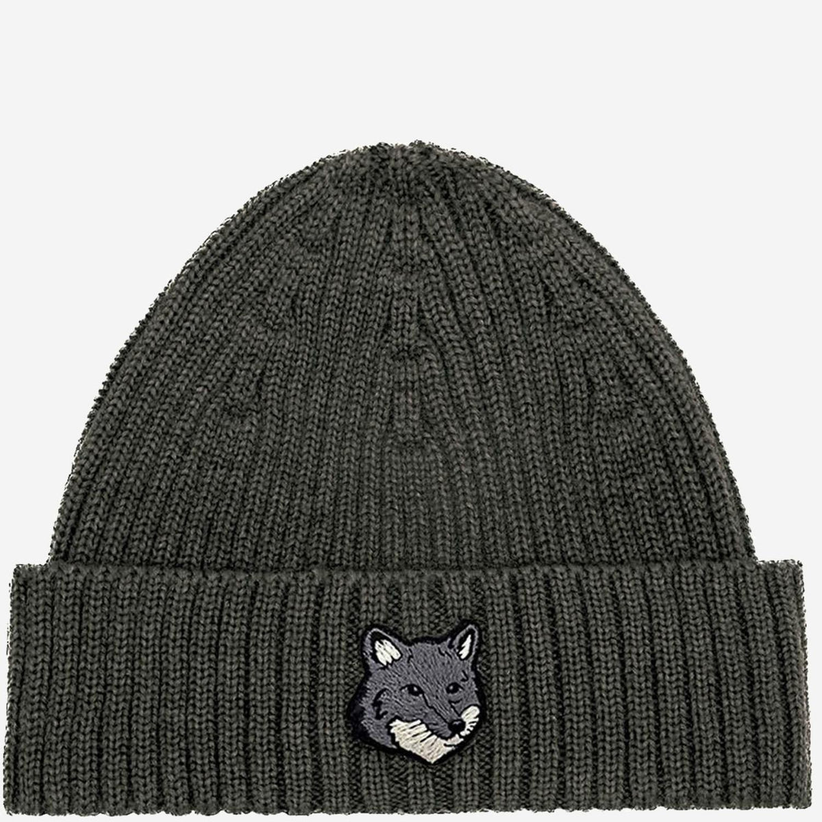 Maison Kitsune Wool Beanie Hat for Men Navy