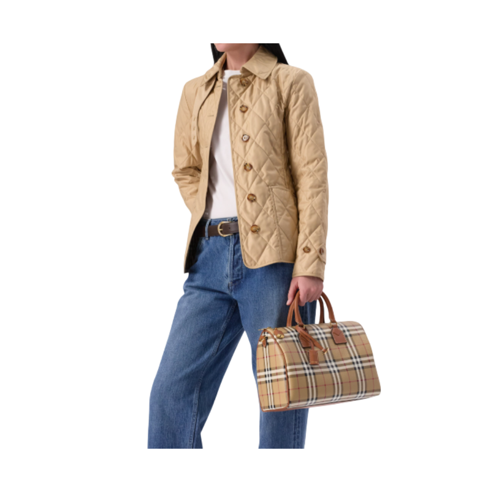 BURBERRY Check Medium Bowling Bag Brown Women’s Tote Bag