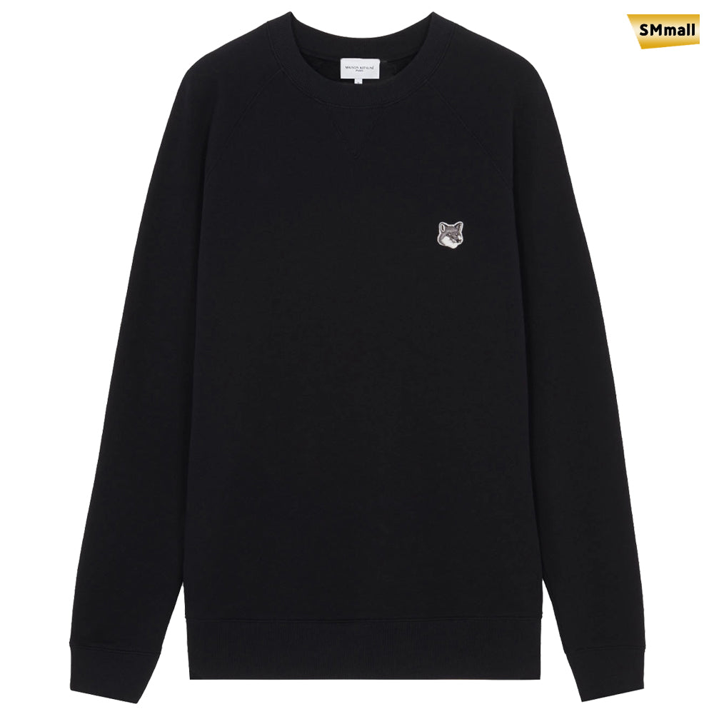Maison Kitsune Grey Fox Patch Crewneck Sweatshirt Black GM00333KM0002 BLACK