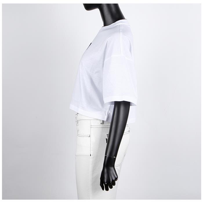 Miu Miu Sequin Logo Cropped Short Sleeve T-Shirt Black