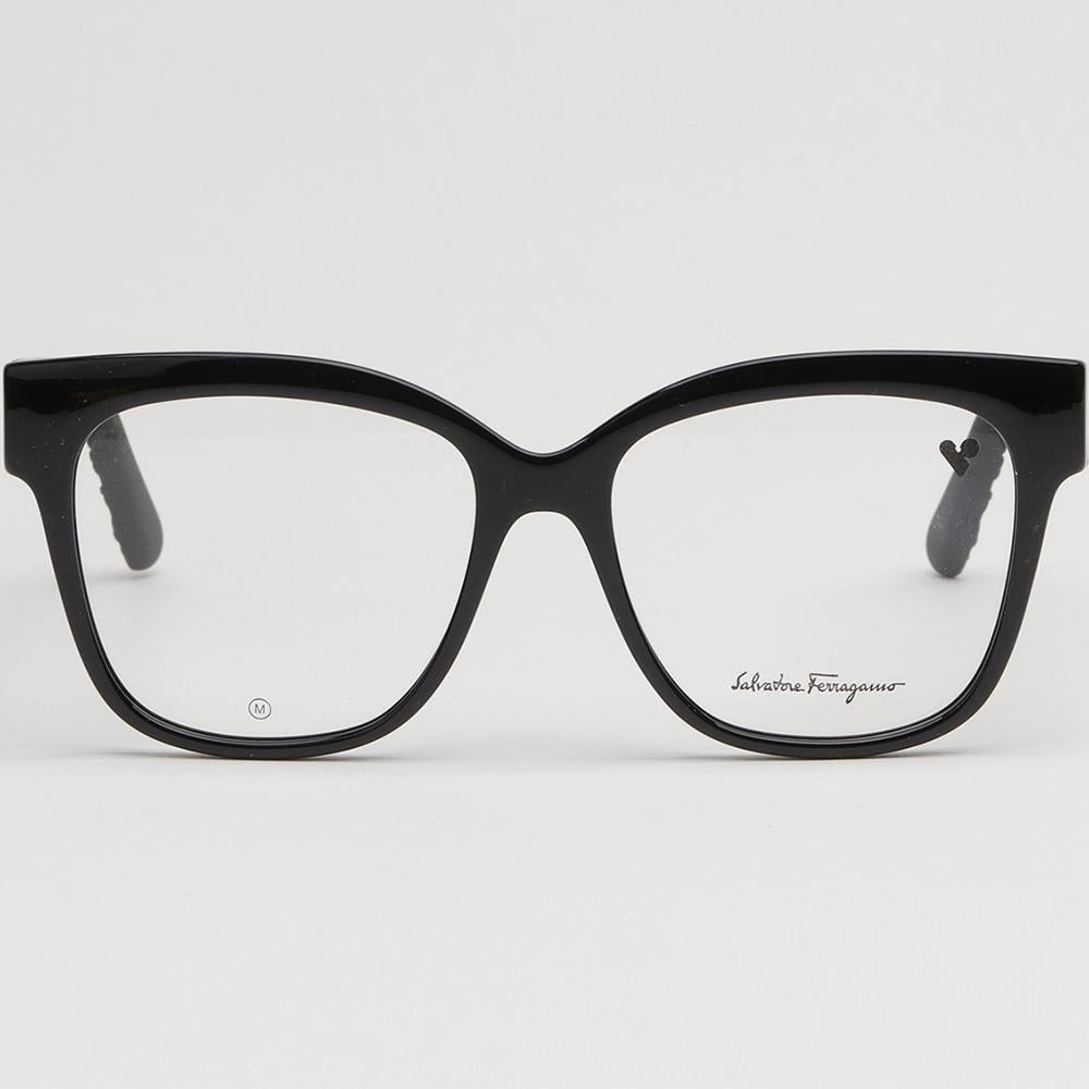 Ferragamo Black Logo Pattern Eyeglass Frames Unisex Accessories SF2956E 001