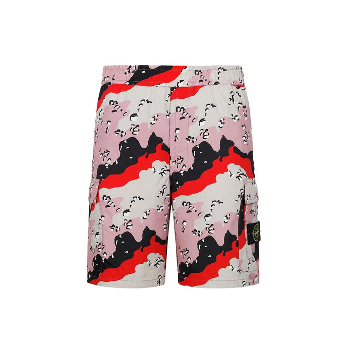 STONE ISLAND Abstract Woven Bermuda Shorts Red Men’s