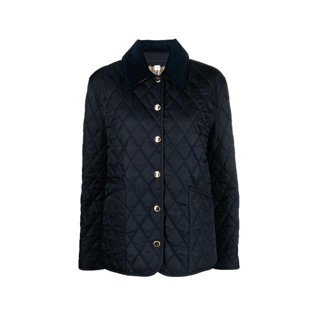 BURBERRY Corduroy Quilted Button Jacket Midnight Blue Women