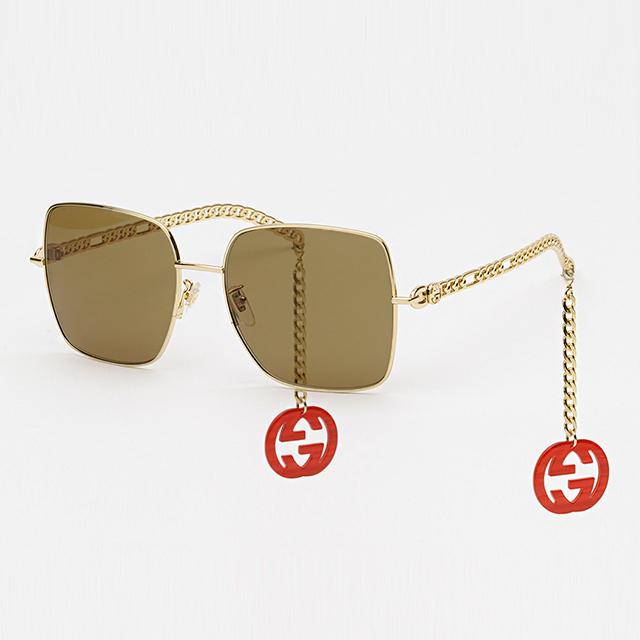 GUCCI Gold Chain-Detail Oversized Metallic Sunglasses