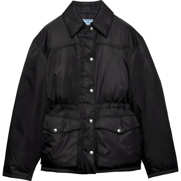 PRADA Black Goose Down Puffer Jacket with Triangle Logo 29C182 1WQ8 F0002