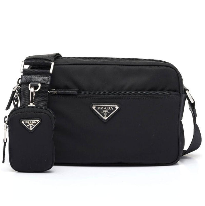 PRADA Re-Nylon Unisex Messenger Bag Black Crossbody