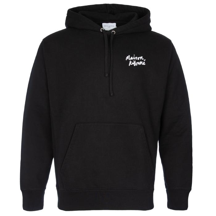 Maison Kitsune Handwriting Logo Fleece Oversized Hoodie Black