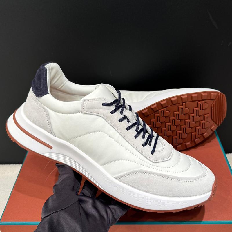 Loro Piana Suede Calfskin Weekend Walk Sneakers Ivory Low-Top Men