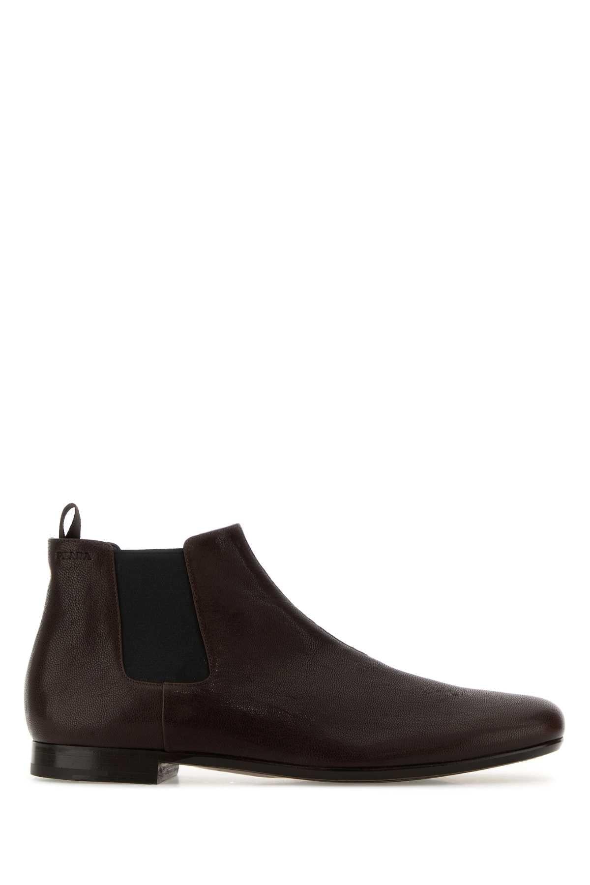 PRADA Black Leather Chelsea Boots for Men