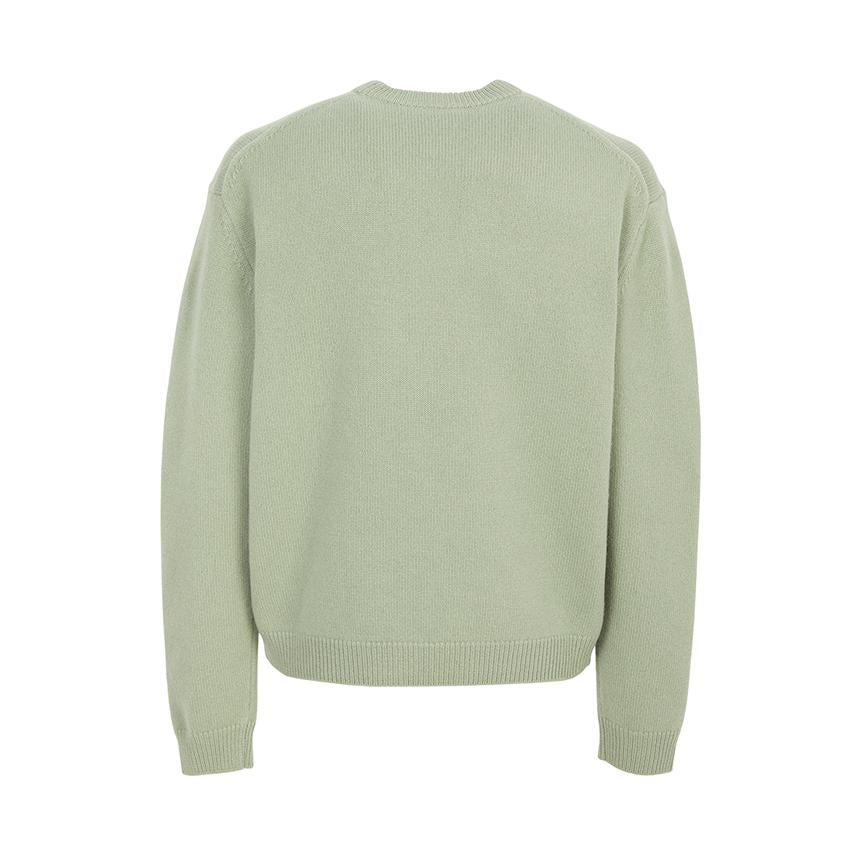 Maison Kitsune Fox Head Logo Crewneck Knit Sweater Men Navy PM00816 KM0329 0396
