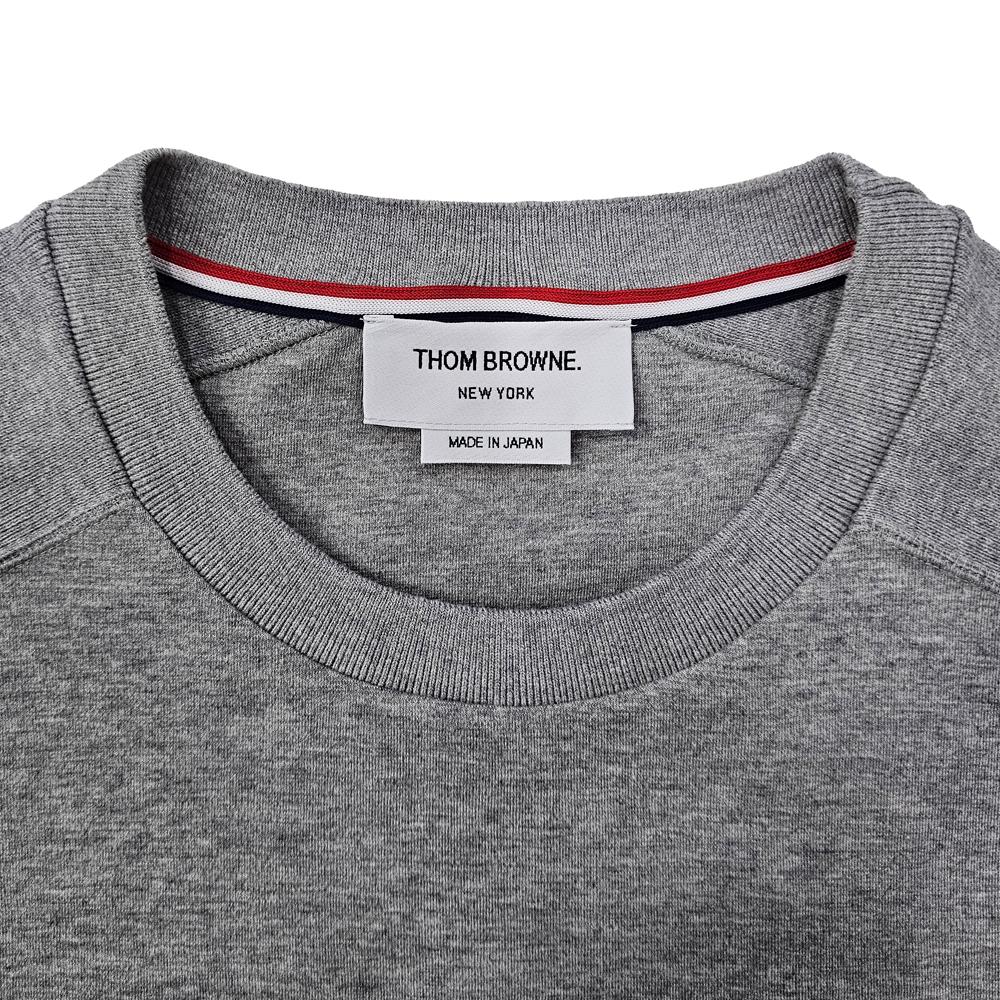 THOM BROWNE Diagonal Stripe Milano Cotton Short Sleeve T-Shirt Gray