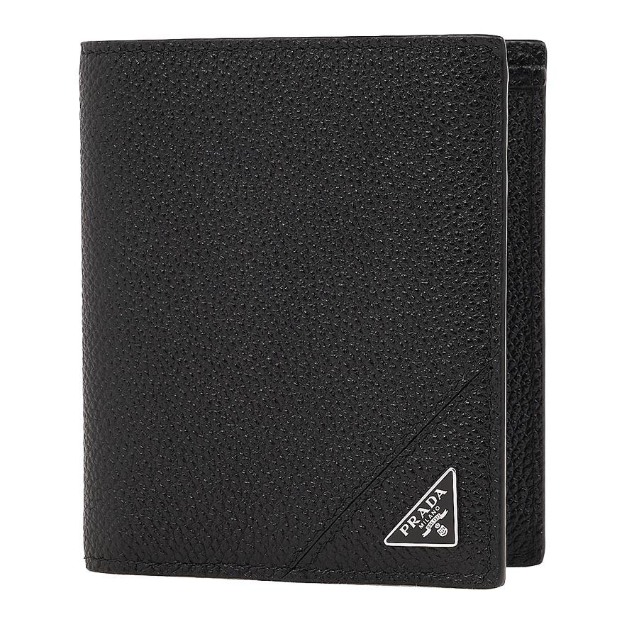 PRADA Vitello Leather Triangle Logo Bifold Wallet for Men