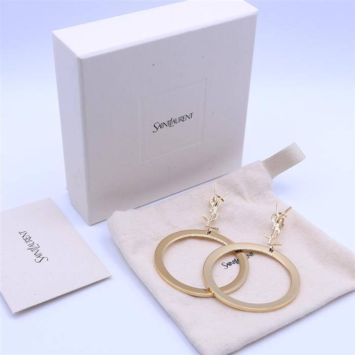 Saint Laurent Cassandra Pendant Hoop Earrings Gold-Tone Jewelry
