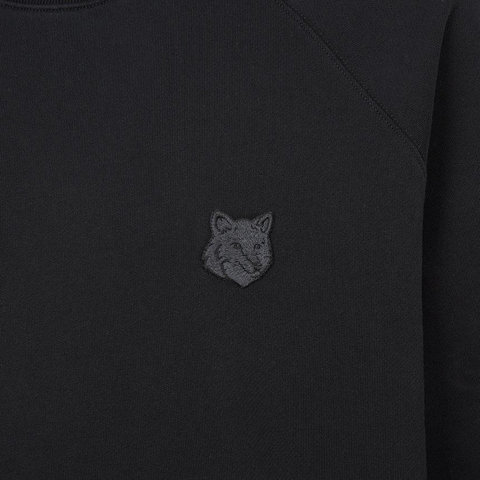 Maison Kitsune Fox Head Logo Crewneck Sweatshirt Men Navy Cotton