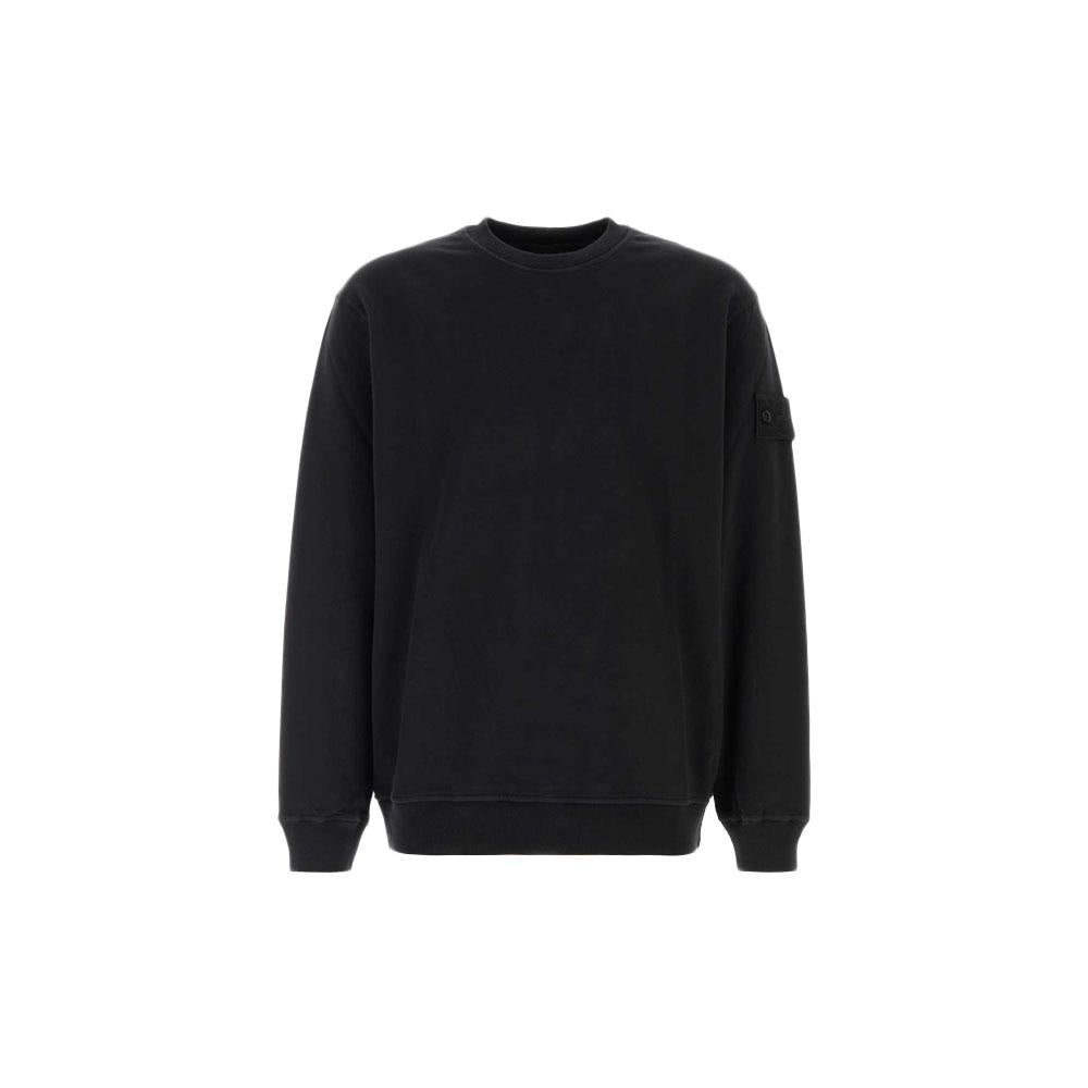 STONE ISLAND Black Cotton Sweatshirt with Patch Logo L2S156100069 S0F53 V0029