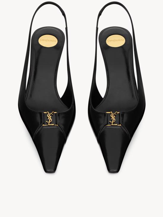 Saint Laurent Black Leather Pumps Heels 858966 AAEHI 1000 BLACK DOM