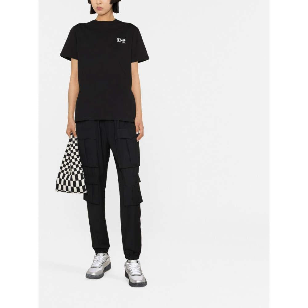 GOLDEN GOOSE Logo Print Black Short Sleeve T-Shirt for Women