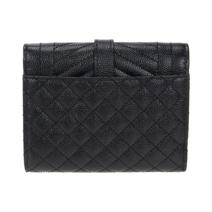 Saint Laurent Mix Matelassé Monogram Small Bifold Wallet Black Leather