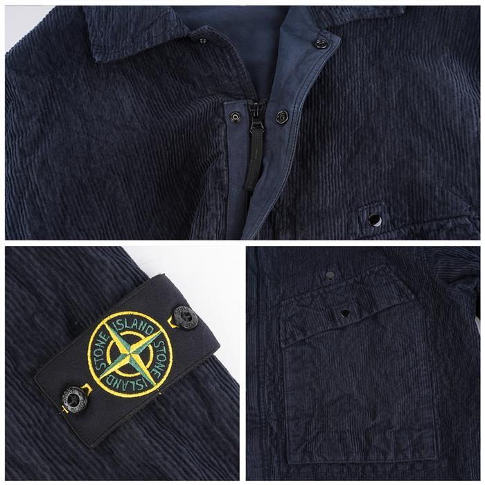 STONE ISLAND Corduroy Patch Logo Long Sleeve Shirt Black