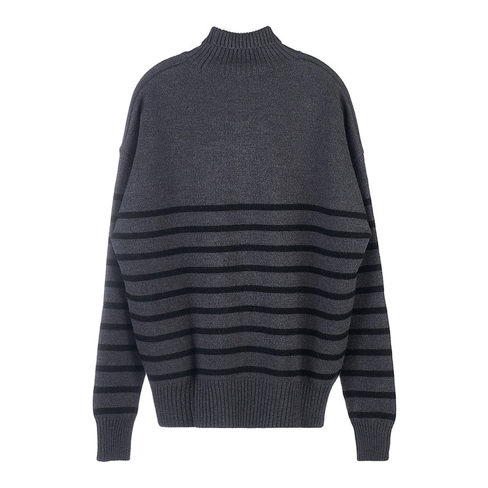 AMI Unisex Big Heart Logo Turtleneck Knit Sweater Gray