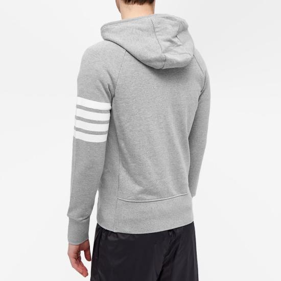 THOM BROWNE Two-Way Zip Hoodie with Armband Stripe Wom MJT022H00535068 LGRAY DOM