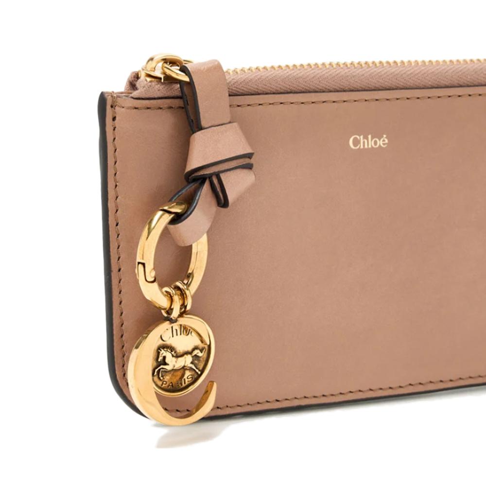 Chloe Alphabet Logo Small Coin Card Holder Wood Rose Wallet CHC25SP535O16 527