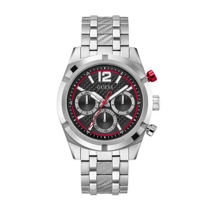 Guess Silver Black Metal Watch for Men GW0714G1