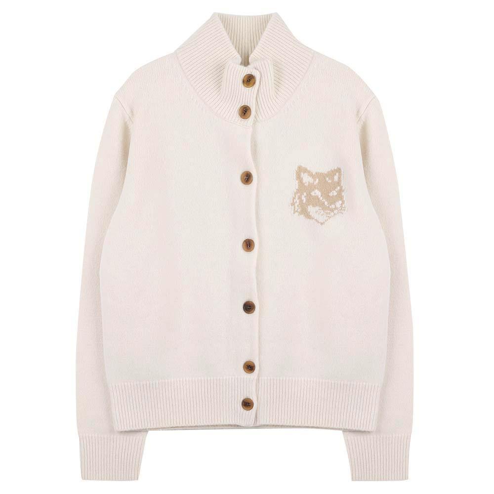 Maison Kitsune Fox Head Intarsia Merino High Neck Cardigan NW00509 KM0329
