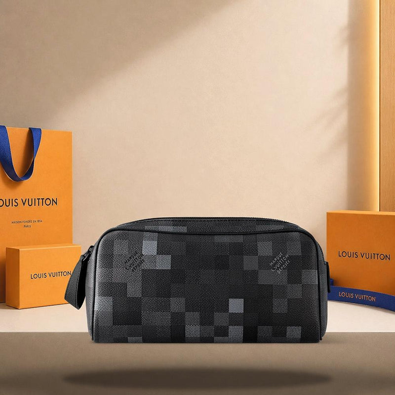 Louis Vuitton Dopp Kit Black Leather Toiletry Bag