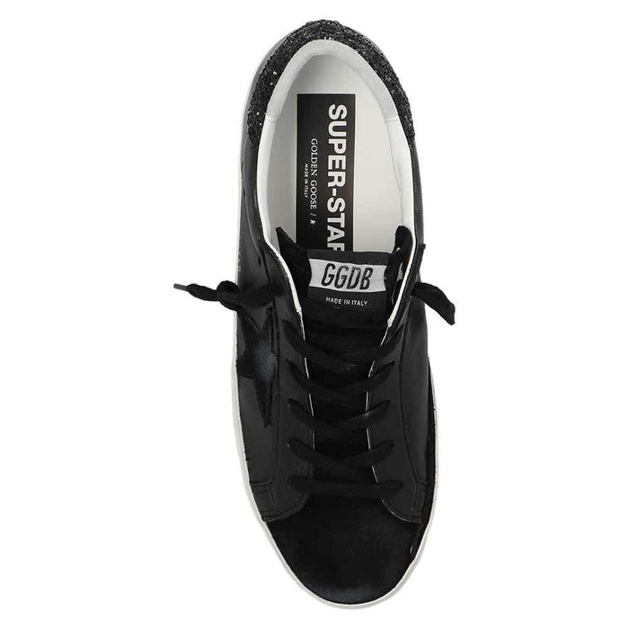 GOLDEN GOOSE Superstar Women's Black Glitter Heel Tab Low Top Sneakers