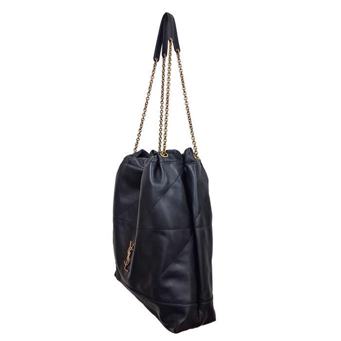 Saint Laurent Jamie Lambskin Puffer Chain Shoulder Bag Large Black