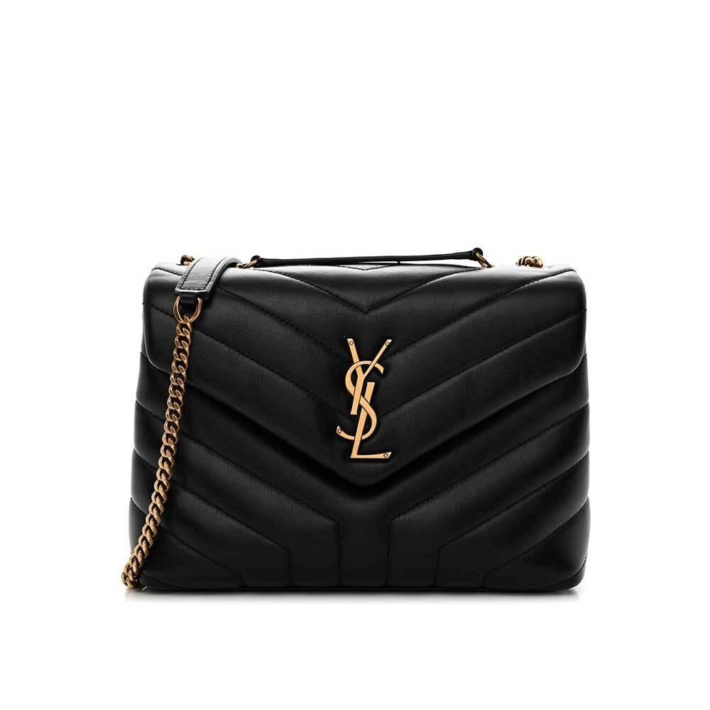 Saint Laurent Matelassé Small Loulou Shoulder Bag Black Leather