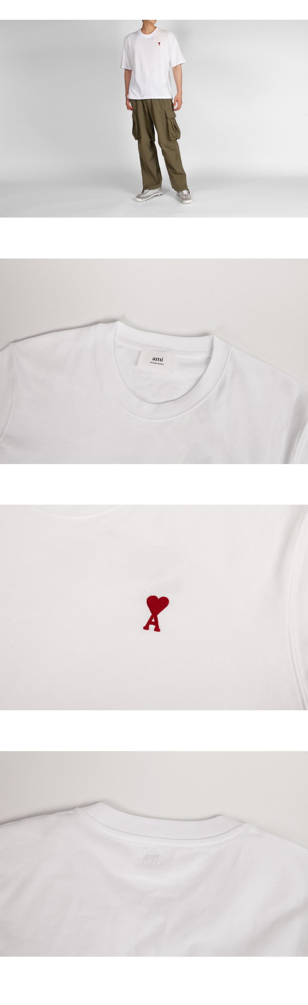 AMI Heart Logo Semi-Overfit Short Sleeve T-Shirt White