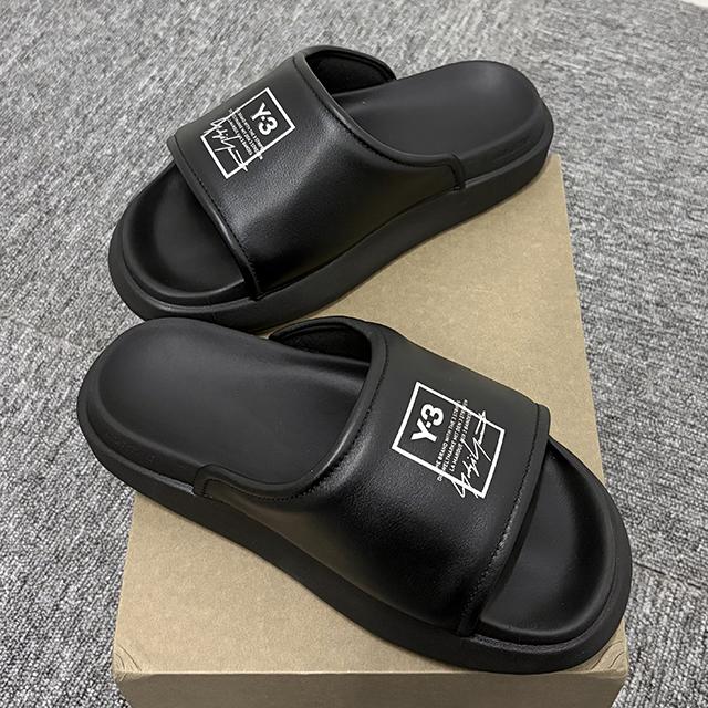 Y-3 Yohji Yamamoto Logo Slide Sandals Black Men's Slippers KI4033