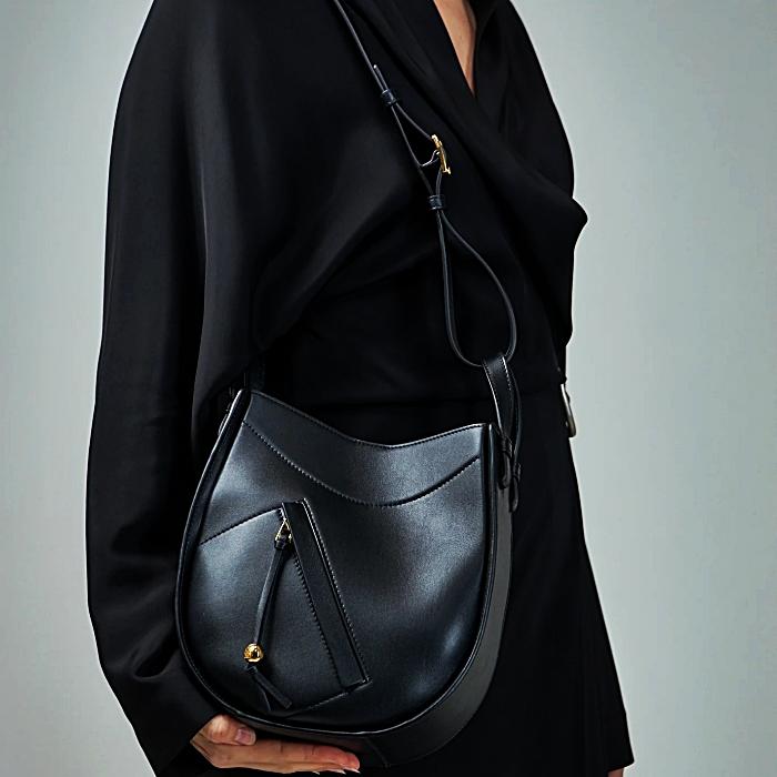 LOEWE Shiny Calfskin Hammock Slice Shoulder Bag A538HHSX01 1100