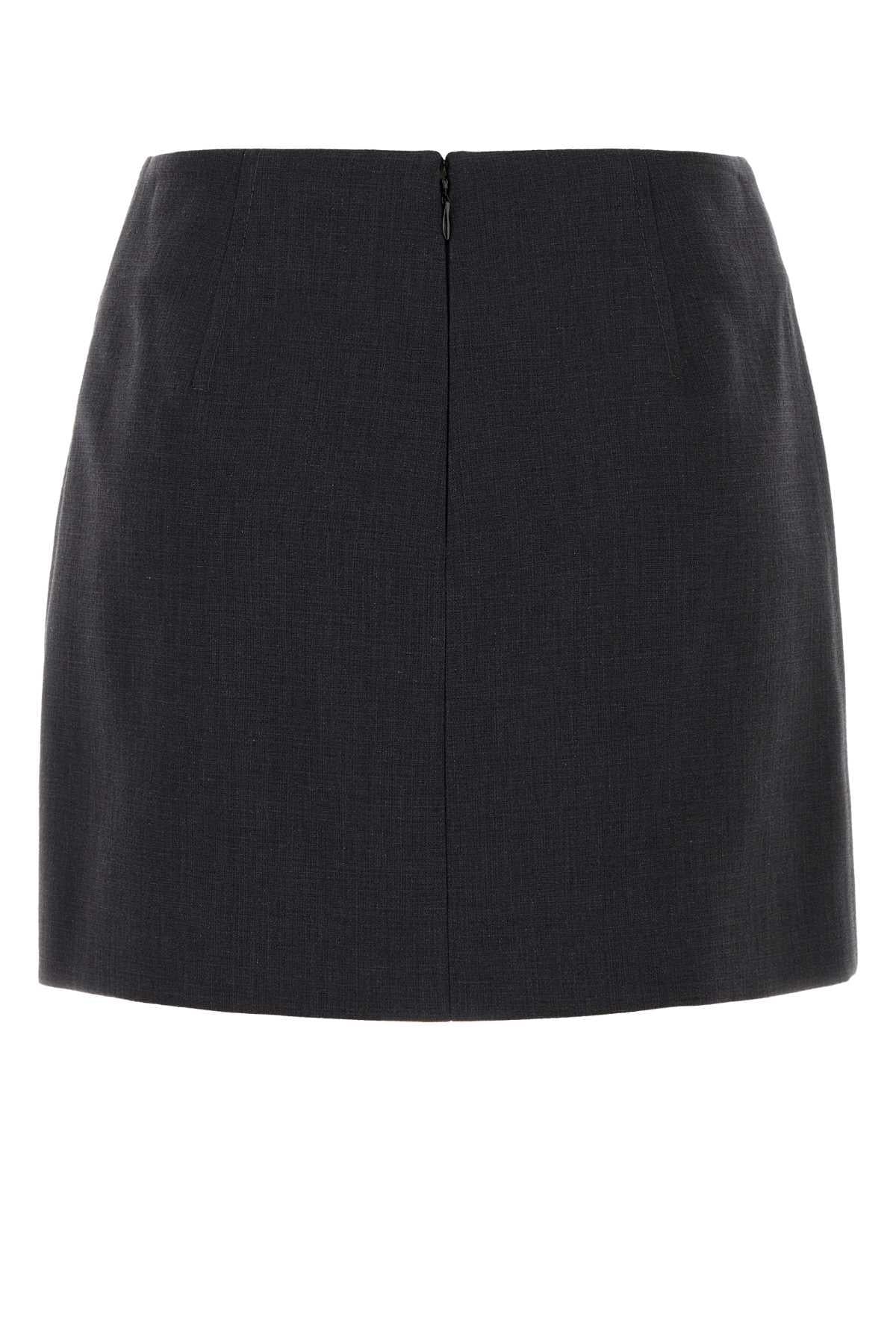 Bottega Veneta Black Wool Mini Skirt