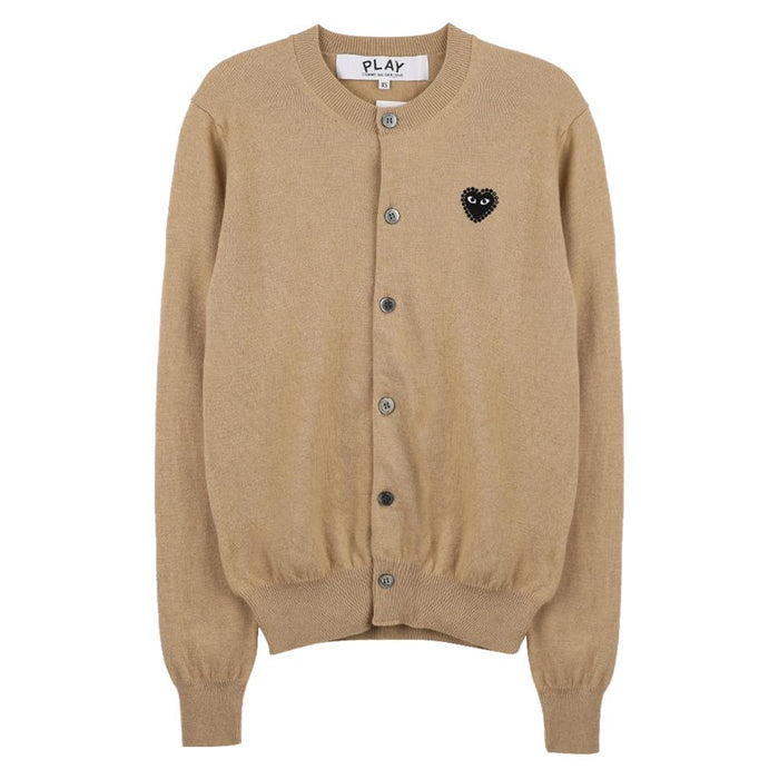 Comme des Garcons Black Rhinestone Heart Round Neck Cardigan Top